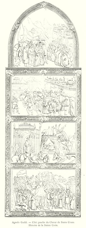 Agnolo Gaddi, a Santa Croce kórus bal oldala, A Szent Kereszt története (metszet) alkotó: Italian School