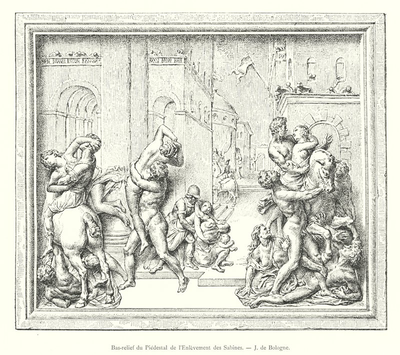 A szabinok elrablása talapzatának domborműve, J of Bologna (metszet) alkotó: Italian School