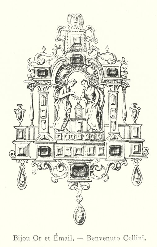 Arany és zománc ékszer, Benvenuto Cellini (metszet) alkotó: Italian School