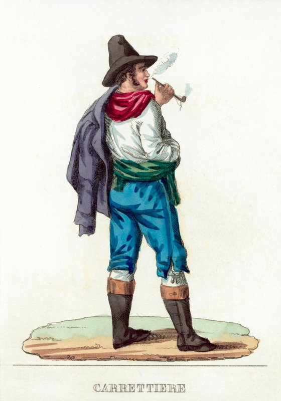 Carrettiere (színes metszet) alkotó: Italian School