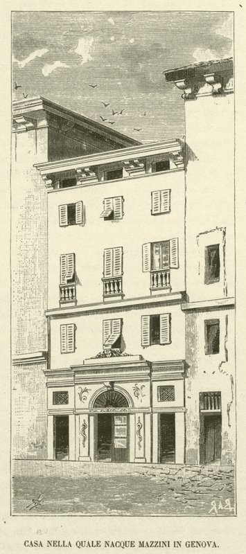 Ház, ahol Mazzini született Genovában (metszet) alkotó: Italian School