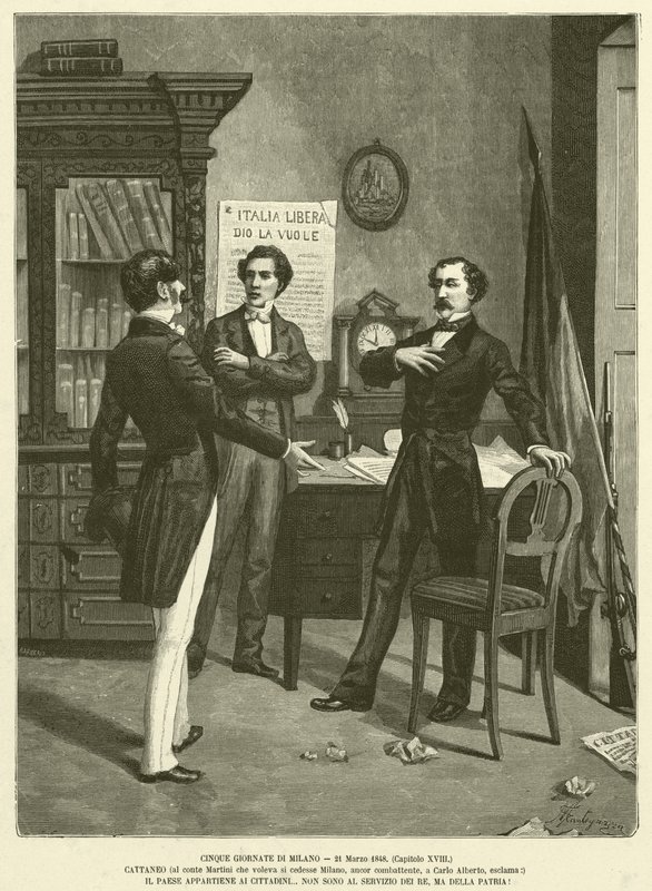 Milánó öt napja, 1848. március 21. (metszet) alkotó: Italian School