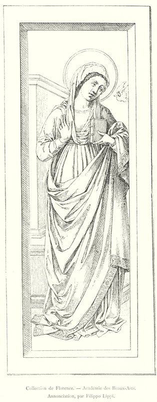 Firenzei gyűjtemény, Képzőművészeti Akadémia, Angyali üdvözlet, Filippo Lippi (metszet) alkotó: Italian School