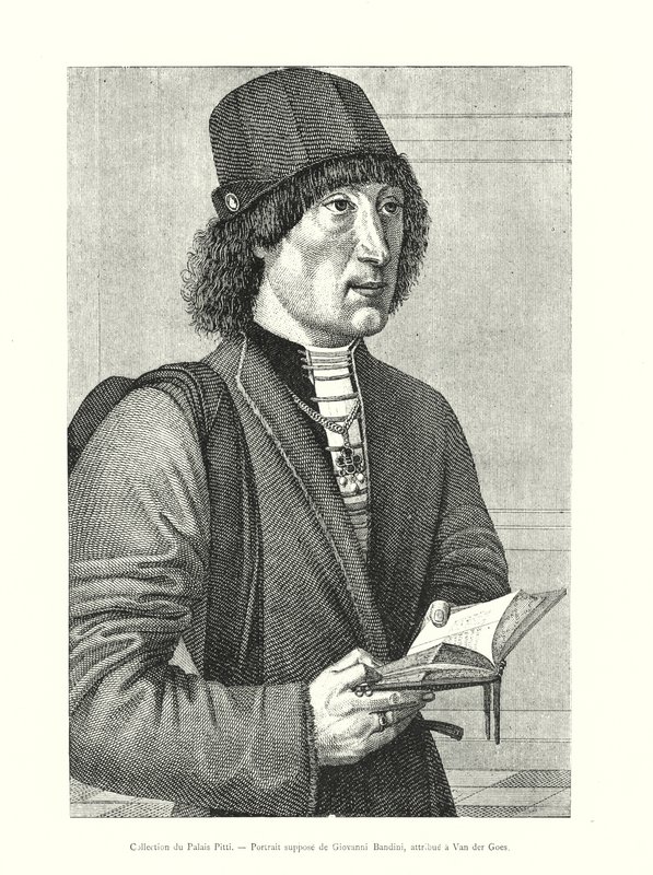 A Pitti-palota gyűjteménye, Giovanni Bandini állítólagos portréja, Van der Goes-nak tulajdonítva (metszet) alkotó: Italian School