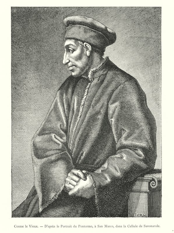 Idősebb Cosimo, Pontormo portréja után, San Marcóban, Savonarola cellájában (metszet) alkotó: Italian School