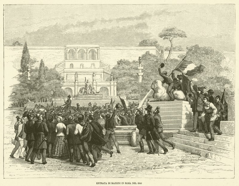 Mazzini belépése Rómába 1849-ben (metszet) alkotó: Italian School
