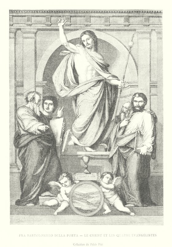 Fra Bartolommeo della Porta, Le Christ et les Quarte Evangelistes, Collection du Palais Pitti (metszet) alkotó: Italian School