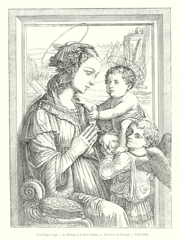 Fra Filippo Lippi, A Madonna és az Isteni Gyermek, Firenzei Gyűjtemény, Palazzo Pitti (metszet) alkotó: Italian School