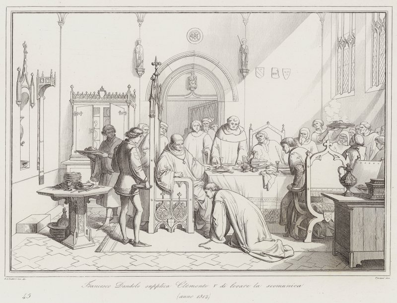 Francesco Dandolo könyörög V. Kelemennek, hogy szüntesse meg a kiközösítést alkotó: Italian School