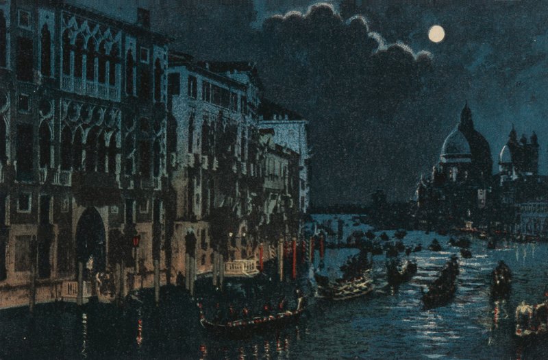 Grand Canal és Salute (színes litográfia) alkotó: Italian School