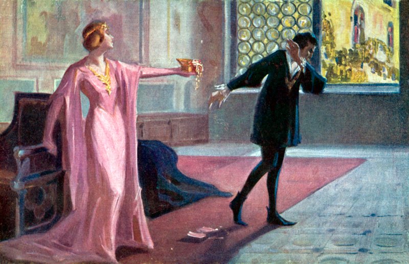 Hamlet és Ophelia (színes litográfia) alkotó: Italian School
