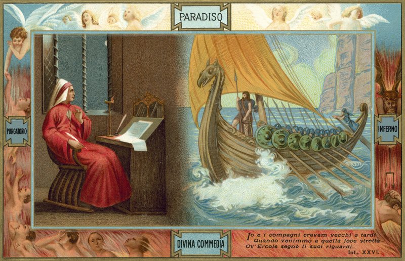 Illusztráció Dante Isteni komédiájához (színes litográfia) alkotó: Italian School