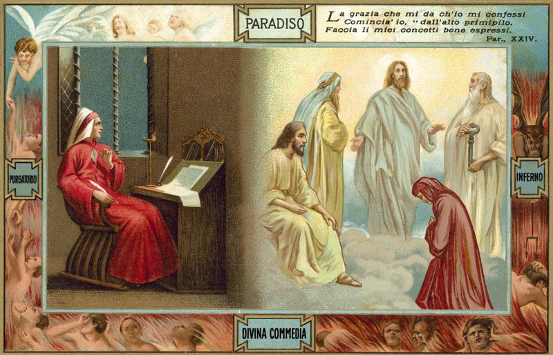 Illusztráció Dante Isteni komédiájához (színes litográfia) alkotó: Italian School