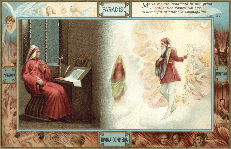 Illusztráció Dante Isteni komédiájához (színes litográfia) alkotó: Italian School