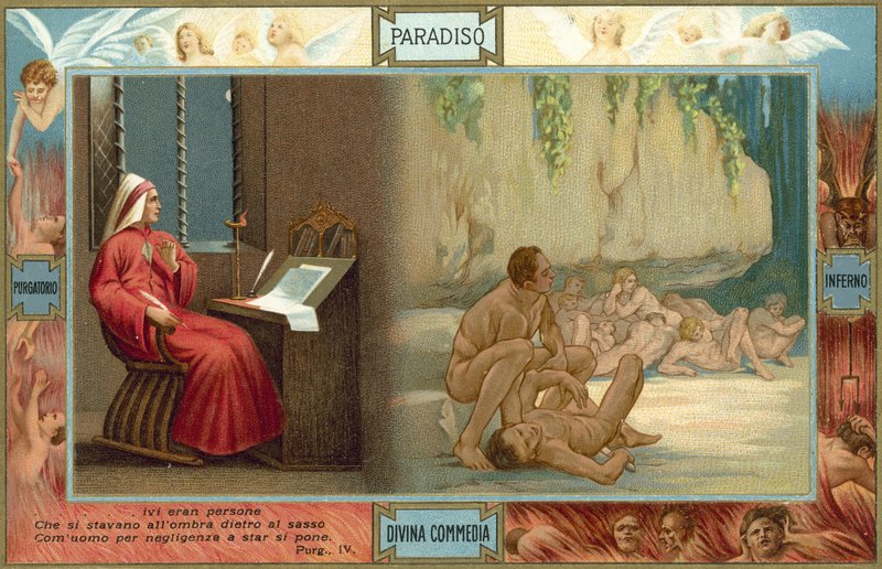 Illusztráció Dante Isteni komédiájához (színes litográfia) alkotó: Italian School