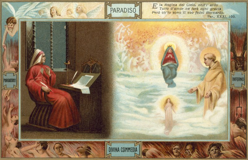 Illusztráció Dante Isteni komédiájához (színes litográfia) alkotó: Italian School