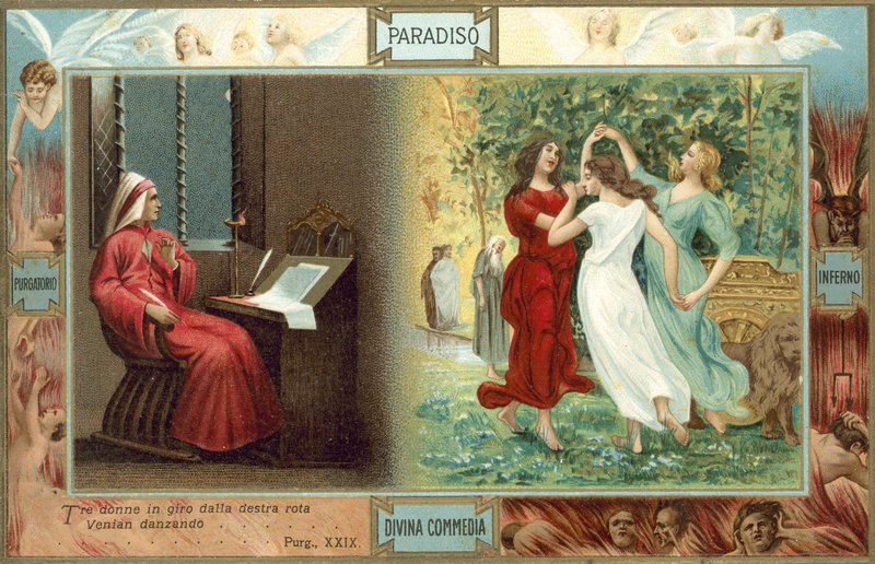 Illusztráció Dante Isteni komédiájához (színes litográfia) alkotó: Italian School