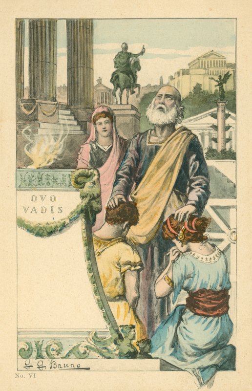 Illusztráció Henryk Sienkiewicz Quo Vadis című regényéhez (színes litográfia) alkotó: Italian School