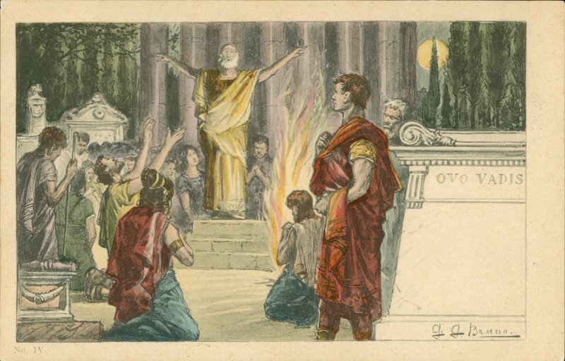 Illusztráció Henryk Sienkiewicz Quo Vadis című regényéhez (színes litográfia) alkotó: Italian School