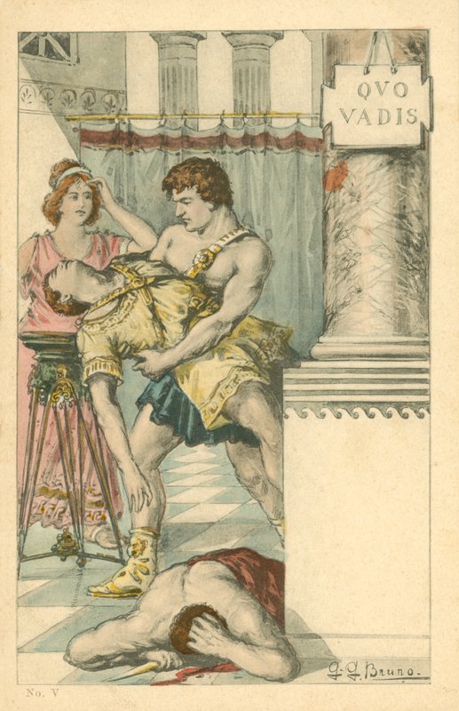 Illusztráció Henryk Sienkiewicz Quo Vadis című regényéhez (színes litográfia) alkotó: Italian School