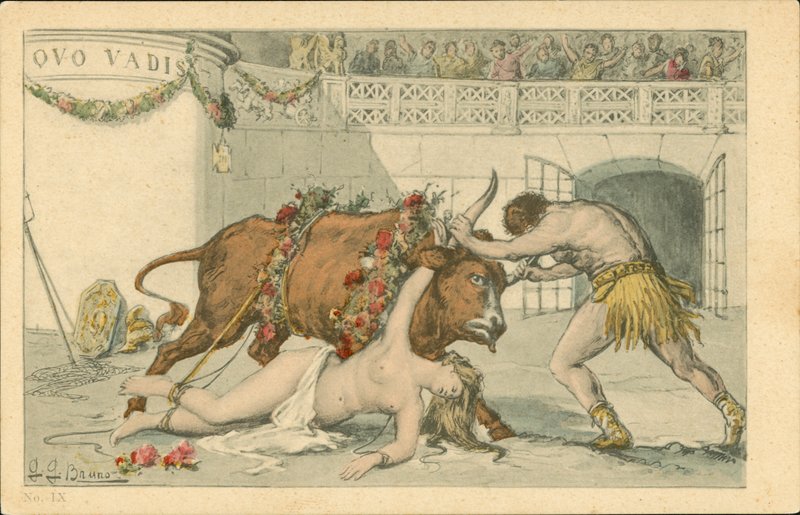 Illusztráció Henryk Sienkiewicz Quo Vadis című regényéhez (színes litográfia) alkotó: Italian School