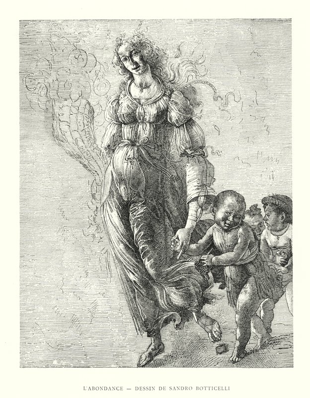 Bőség, Sandro Botticelli rajza (metszet) alkotó: Italian School