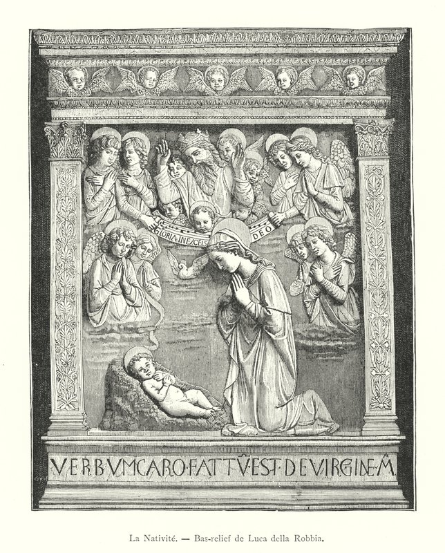 La Nativite, Luca della Robbia domborműve (metszet) alkotó: Italian School
