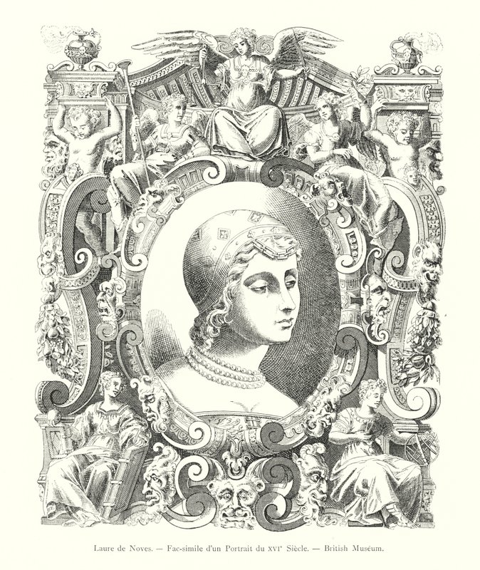 Laure de Noves, Fakszimile egy 16. századi portréról, British Museum (metszet) alkotó: Italian School