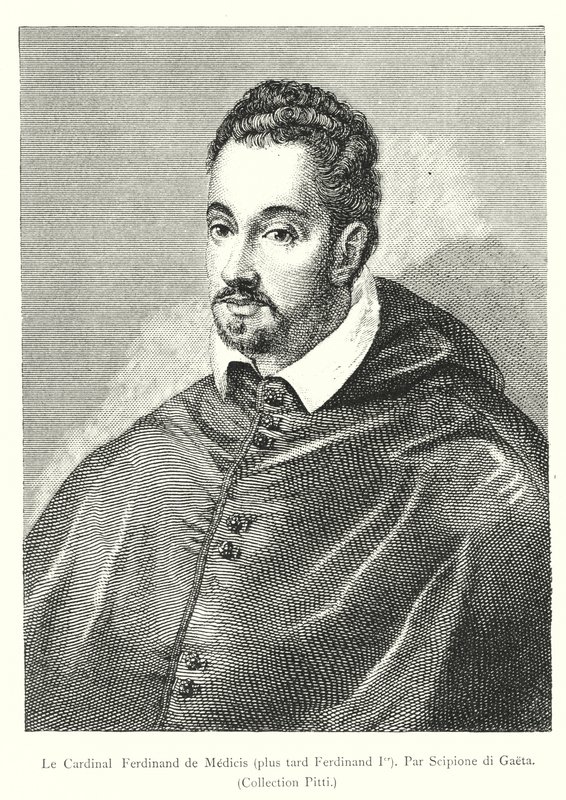 Le Cardinal Ferdinand de Medici, valamint néhai Ferdinand Ier, Par Scipione di Gaeta, Collection Pitti (metszet) alkotó: Italian School