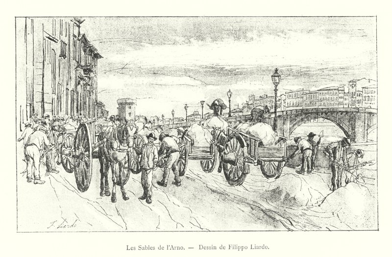 Az Arno homokja, Filippo Liardo rajza (metszet) alkotó: Italian School