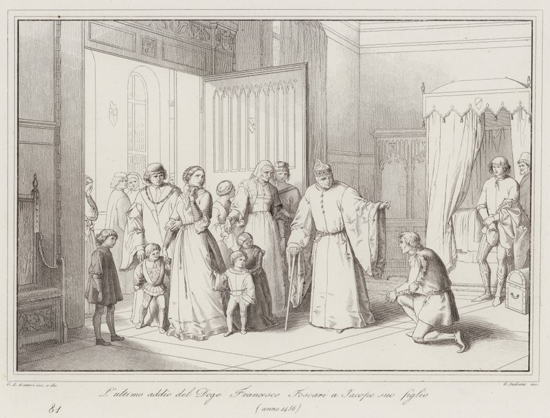 Francesco Foscari dózsa utolsó búcsúja fiától, Jacopotól alkotó: Italian School
