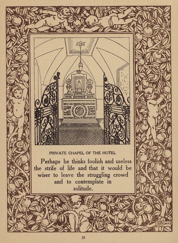 Oldal a San Domenico Palace Hotel, Taormina prospektusából (litho) alkotó: Italian School