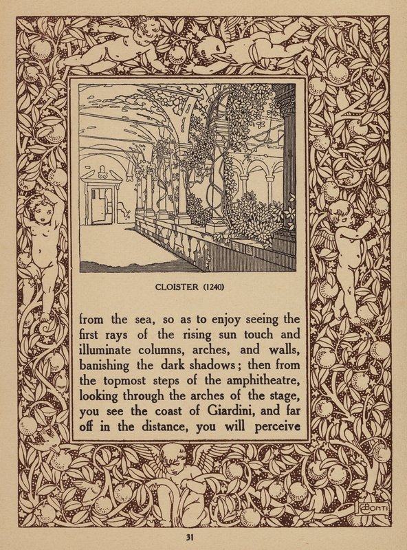 Oldal a San Domenico Palace Hotel, Taormina prospektusából (litho) alkotó: Italian School