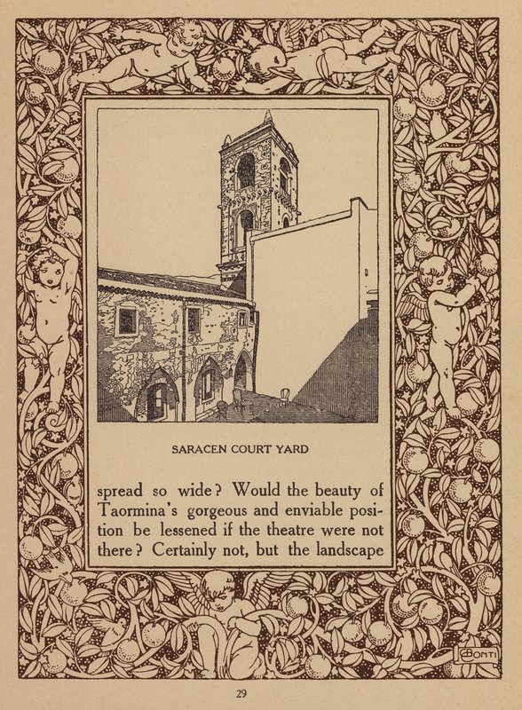 Oldal a San Domenico Palace Hotel, Taormina prospektusából (litho) alkotó: Italian School