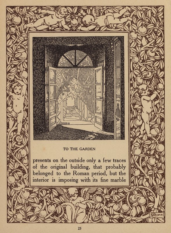 Oldal a San Domenico Palace Hotel, Taormina prospektusából (litho) alkotó: Italian School
