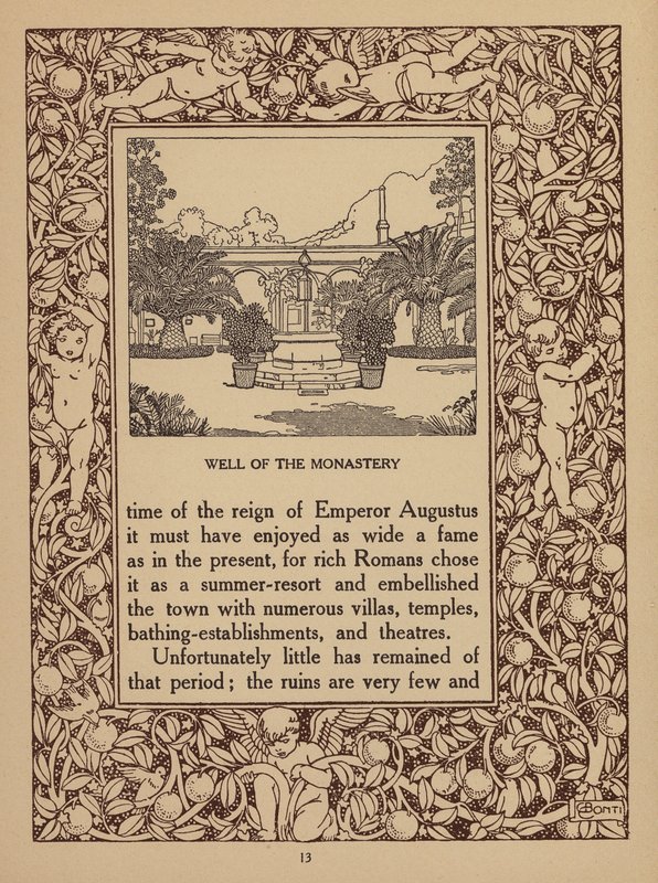 Oldal a San Domenico Palace Hotel, Taormina prospektusából (litho) alkotó: Italian School