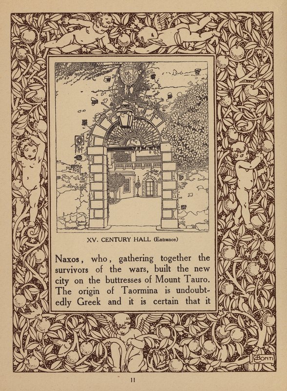 Oldal a San Domenico Palace Hotel, Taormina prospektusából (litho) alkotó: Italian School
