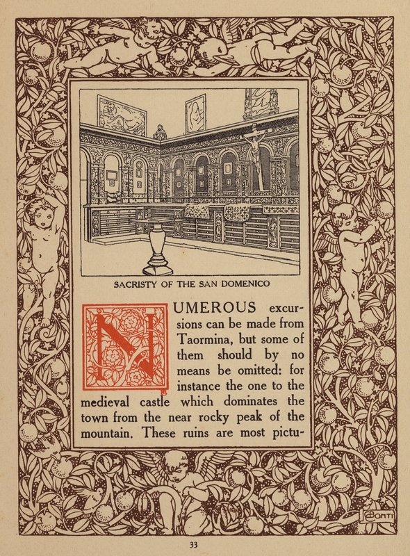 Oldal a San Domenico Palace Hotel, Taormina prospektusából (litho) alkotó: Italian School
