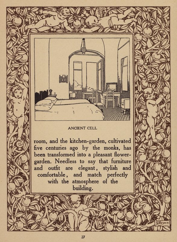 Oldal a San Domenico Palace Hotel, Taormina prospektusából (litho) alkotó: Italian School
