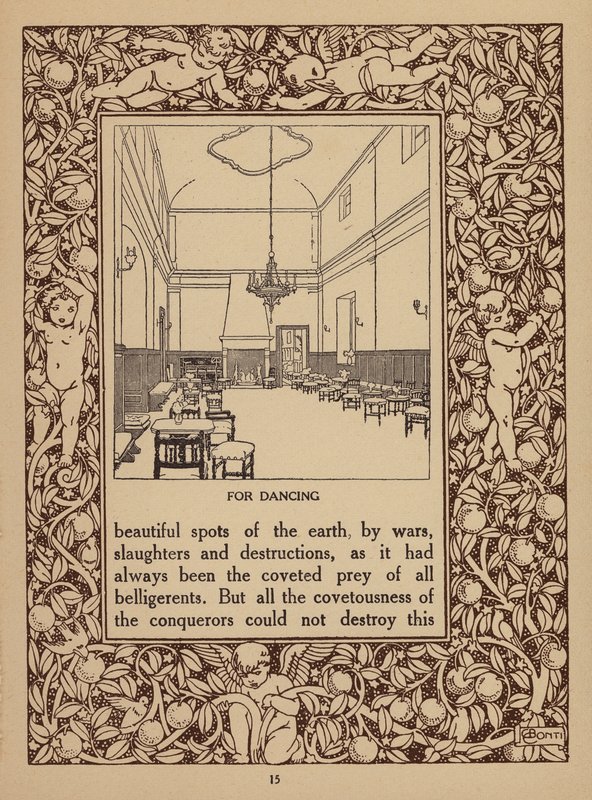 Oldal a San Domenico Palace Hotel, Taormina prospektusából (litho) alkotó: Italian School