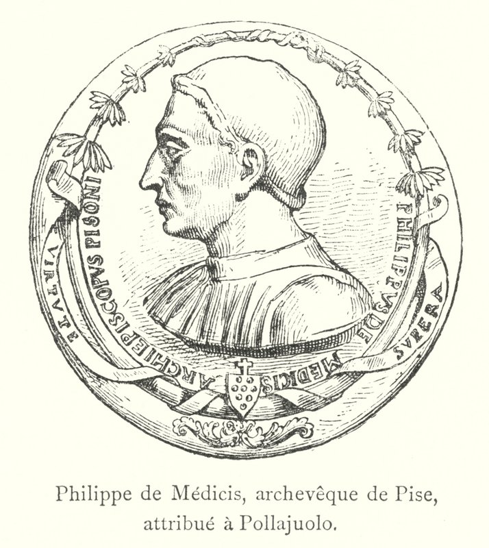 Philippe de Medici, archèveque de Pise, Pollaiuolo attribútuma (metszet) alkotó: Italian School