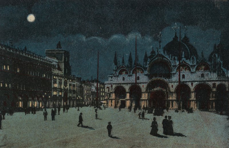 Szent Márk tér (színes litográfia) alkotó: Italian School