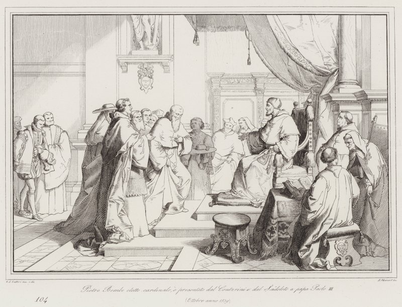 Pietro Bembót bíborossá választották, Contarini és Sadoleto ajándékozta III. Pál pápának alkotó: Italian School