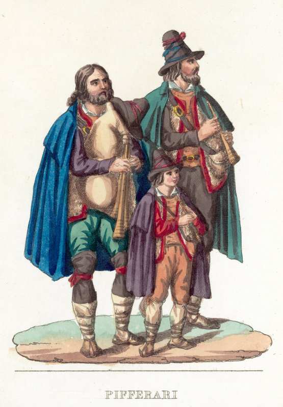 Pifferari (színes metszet) alkotó: Italian School