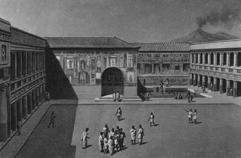Pompei: A Stabian fürdő belseje (litho) alkotó: Italian School