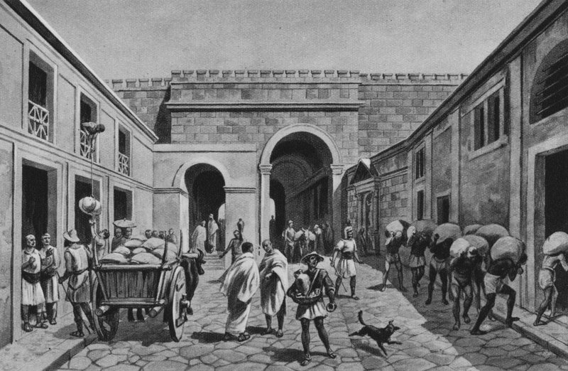 Pompei: Porta Marina (litho) alkotó: Italian School