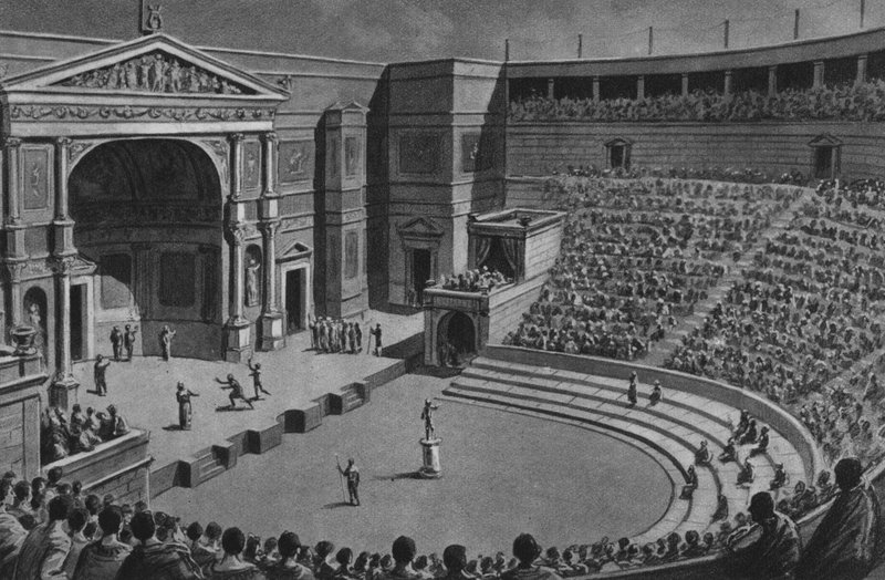 Pompei: Tragikus Színház (litho) alkotó: Italian School