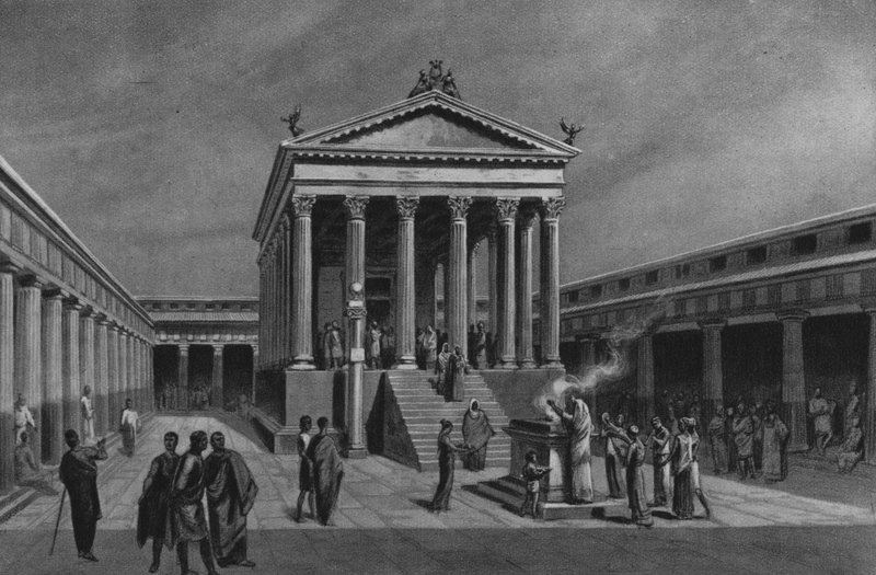 Pompeii: Apollón temploma (litho) alkotó: Italian School