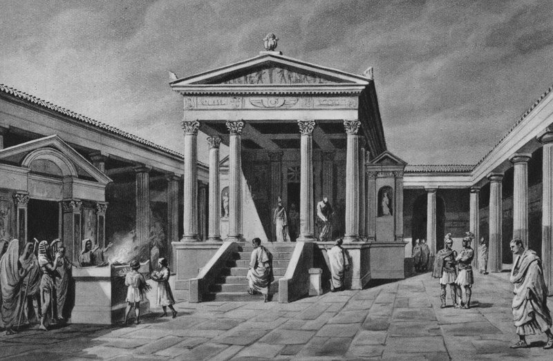 Pompeii: Ízisz temploma (litho) alkotó: Italian School