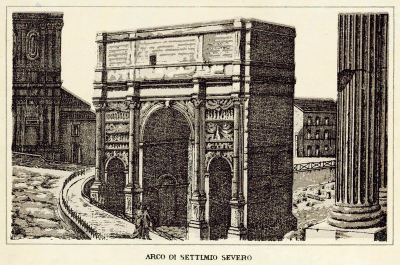 Róma: Septimius Severus boltíve (litho) alkotó: Italian School